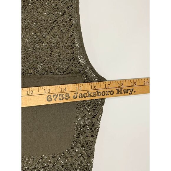 Venus Women's Fully Open Lace Sleeveless Flap Pocket Blouse Olive Small - Picture 5 of 9